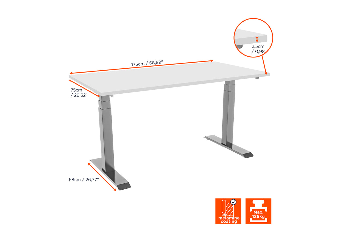 celexon elektrisch höhenverstellbarer Schreibtisch Professional eAdjust-58123 - inkl. Tischplatte