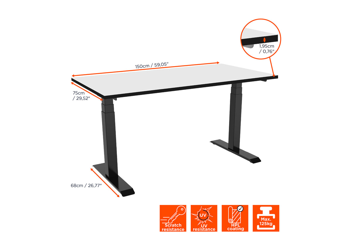 celexon elektrisch höhenverstellbarer Schreibtisch Professional eAdjust-58123 - inkl. Tischplatte