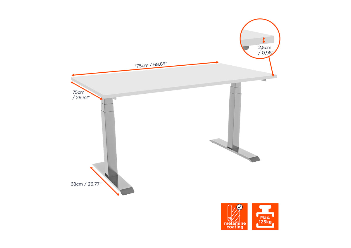 celexon elektrisch höhenverstellbarer Schreibtisch Professional eAdjust-58123 - inkl. Tischplatte