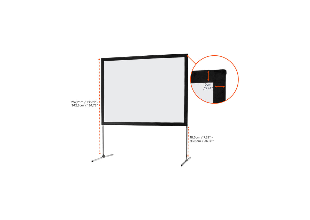 Front view of the celexon Folding Frame Projector screen Mobile Expert, front projection without projection but with a close-up of the black border