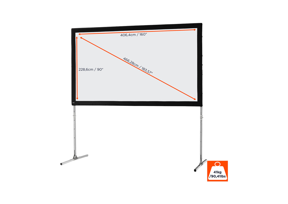 Front view of the celexon Folding Frame Projector screen Mobile Expert, front projection without projection but with screen dimensions indicated