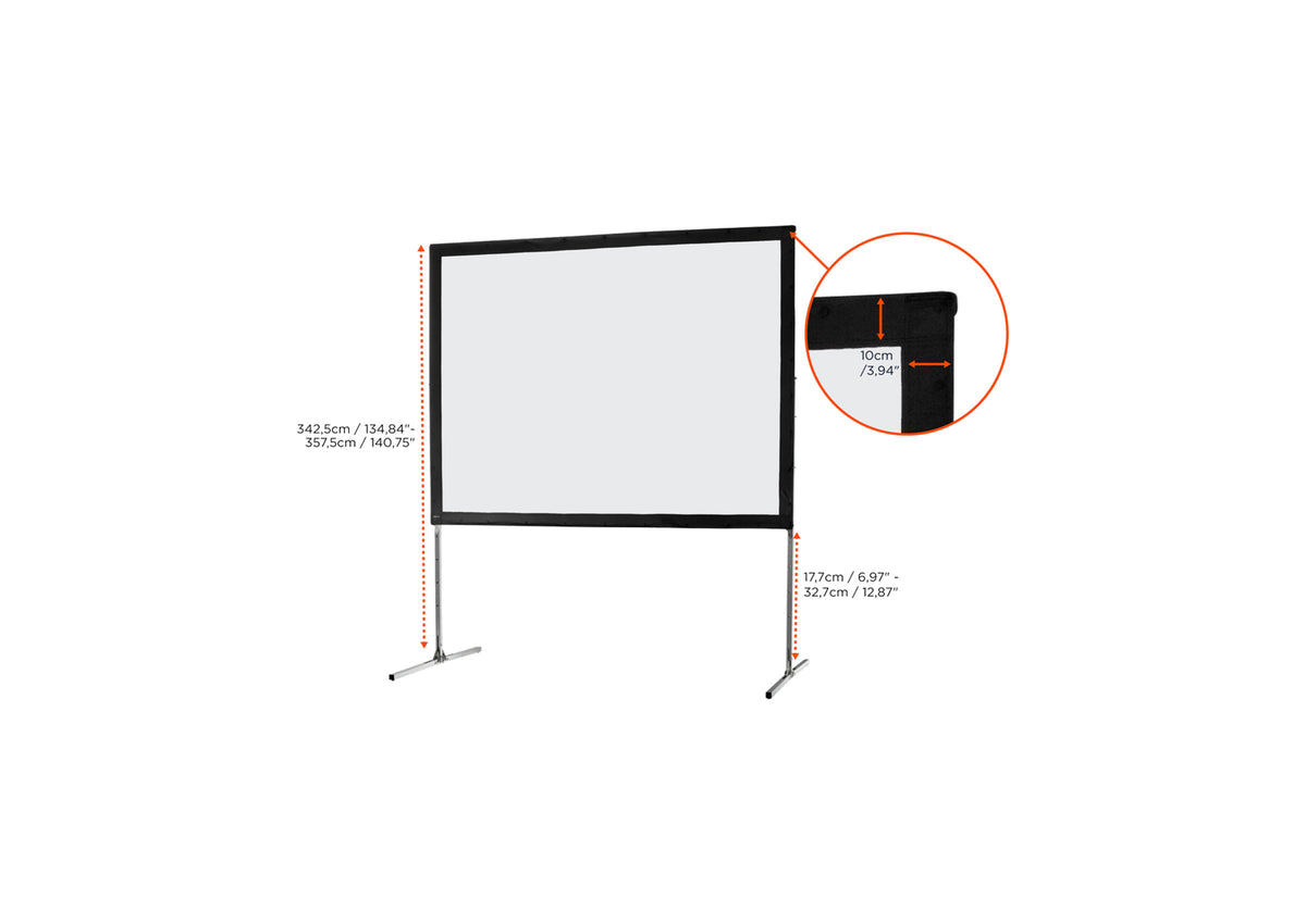 Front view of the celexon Folding Frame Projector screen Mobile Expert, front projection without projection but with a close-up of the black border