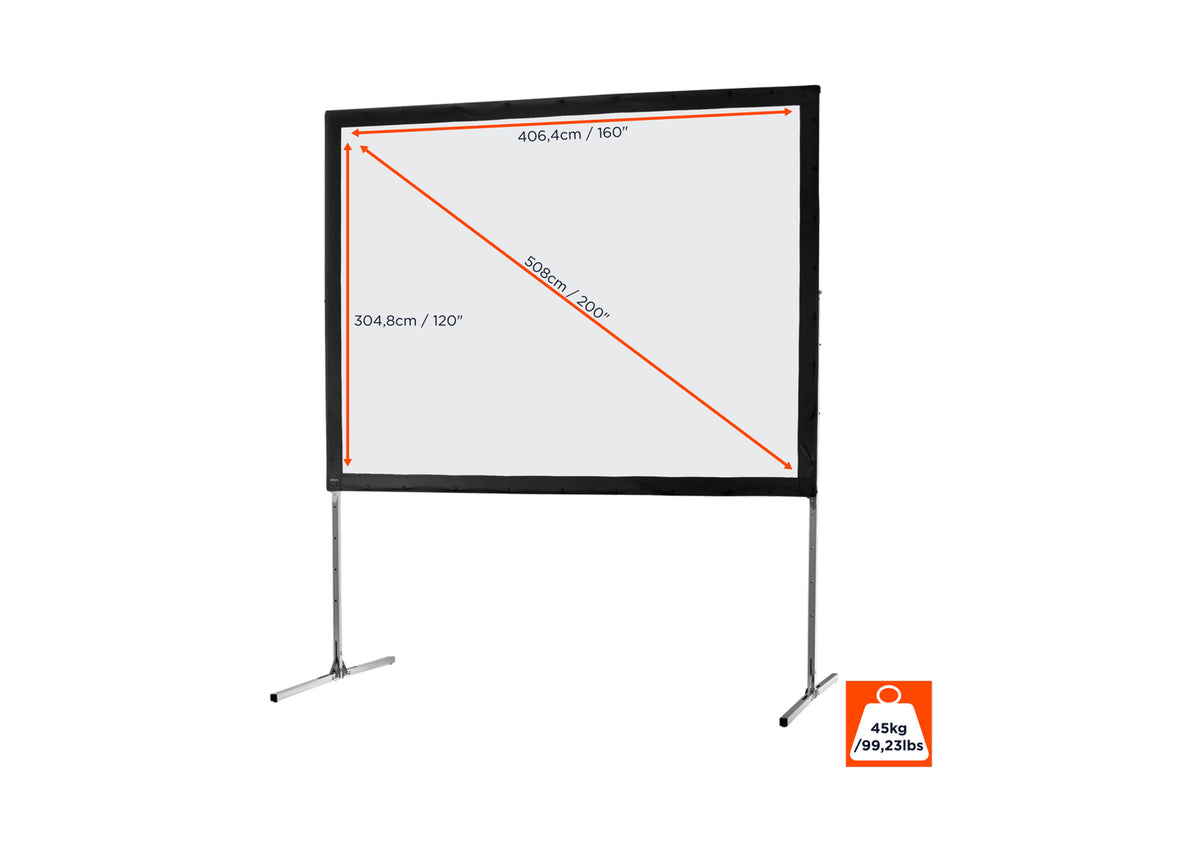 Front view of the celexon Folding Frame Projector screen Mobile Expert, front projection without projection but with screen dimensions indicated
