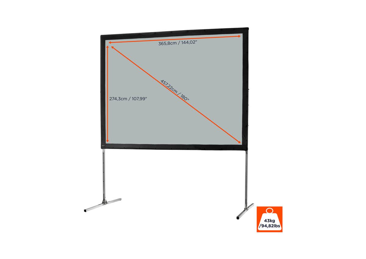 Front view of the celexon Folding Frame Projector screen Mobile Expert, rear projection without projection but with screen dimensions indicated