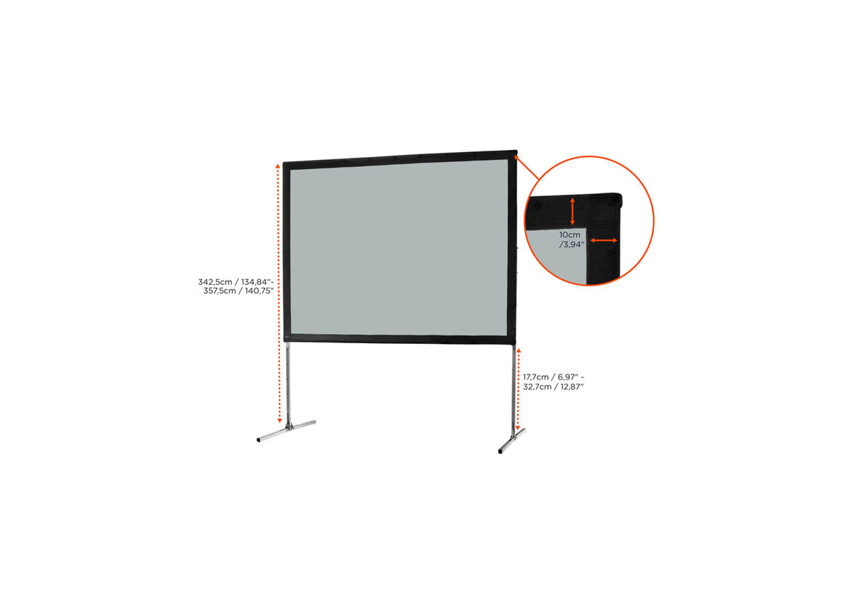 Front view of the celexon Folding Frame Projector screen Mobile Expert, rear projection without projection but with a close-up of the black border