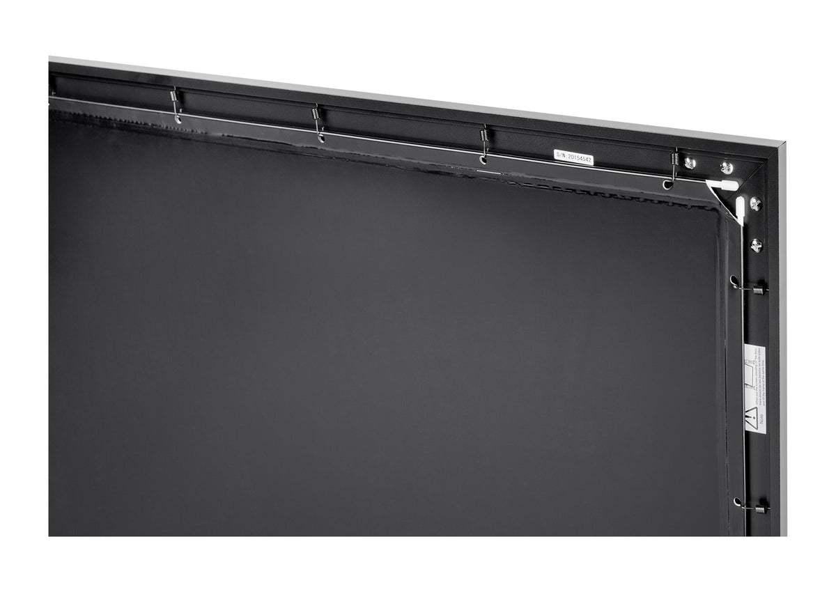 Rear view close-up of the frame of the celexon Home Cinema fixed-frame projector screen